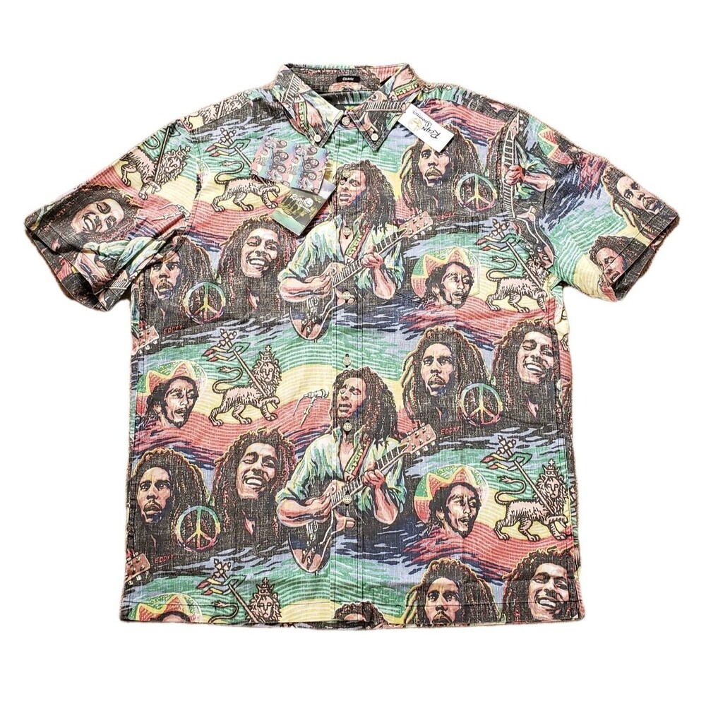 Reyn Spooner X Bob Marley Tuff Gong Size Medium Mens Button Down Hawaiian Shirt